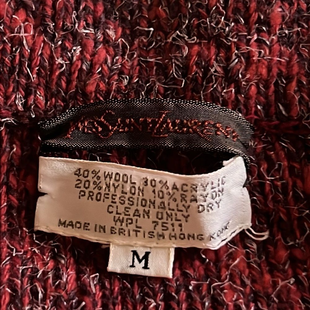 Vintage YSL Yves Saint Laurent Notched Collar Sweater - M - Picture 4 of 11
